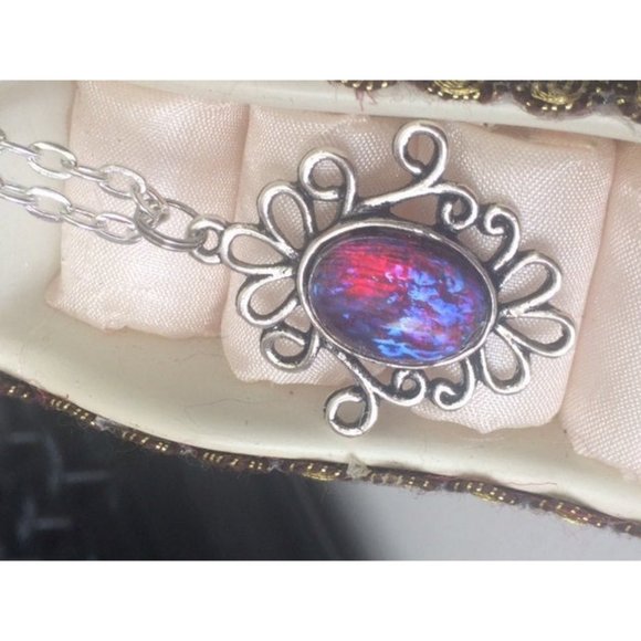 Fire opal Dragon breath Victorian Necklace Amulet - Picture 5 of 5